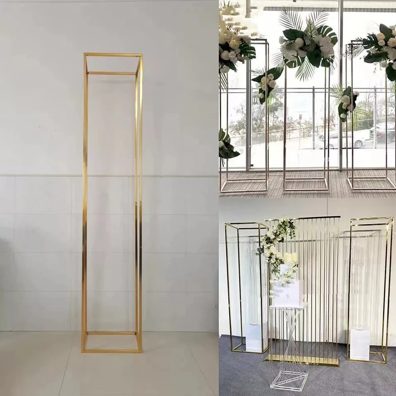 2m square gold metal arch frame wedding flower stand backdrop wedding decoration