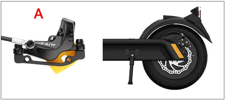 NUTT Electric Scooter 4 Piston Hydraulic Disc Brake Power-off Oil Disk for Zero 10X/11X, Vsett 10+/9+, Kaabo Wolf Warrior 11
