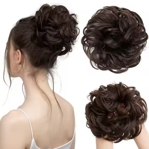 Synthetic Messy Hair Bun Extensions Big Curly Elastic Hair Scrunchies Hairpieces Chignon Donut Updo Hair Pieces for Women - Image 20