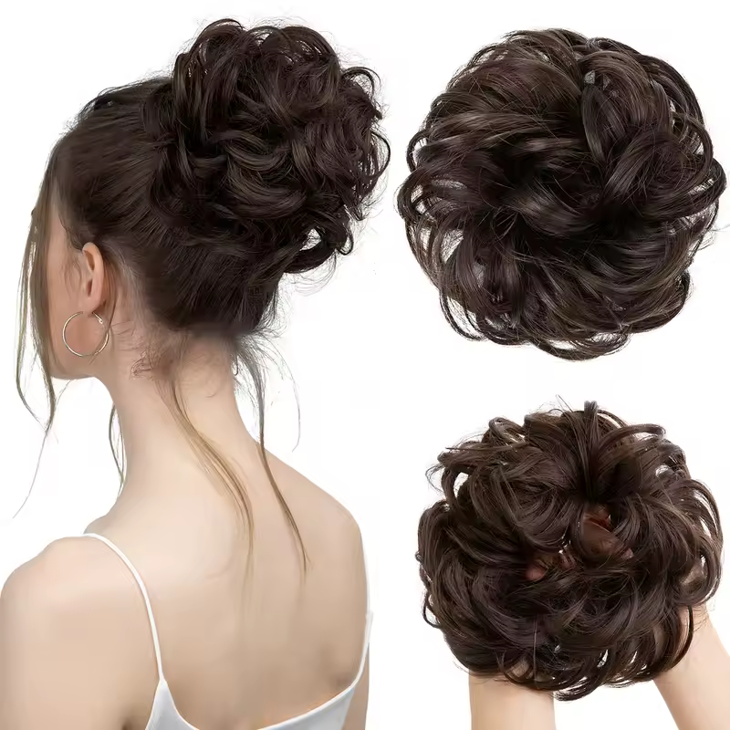 Synthetic Messy Hair Bun Extensions Big Curly Elastic Hair Scrunchies Hairpieces Chignon Donut Updo Hair Pieces for Women - Image 20