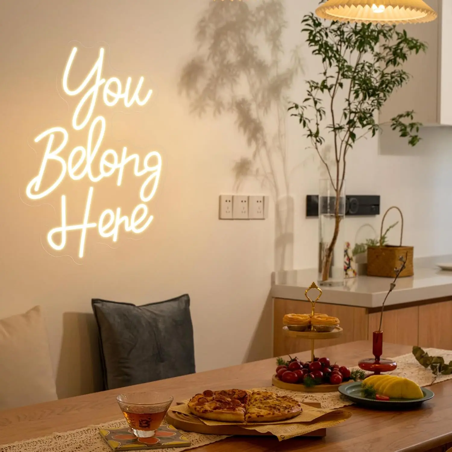 

You Belong Here Неоновая вывеска с питанием от USB, светодиодная неоновая лампа с регулируемой яркостью для спальни, бара, дома, класса, вечеринки, Настенный декор, персонализированный подарок