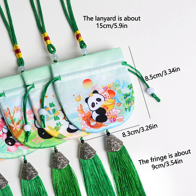 Sachet Empty Bag Chinese Style Jewelry Storage Bag Panda Pattern Embroidery Sachet Lucky Tassel Drawstring Bag