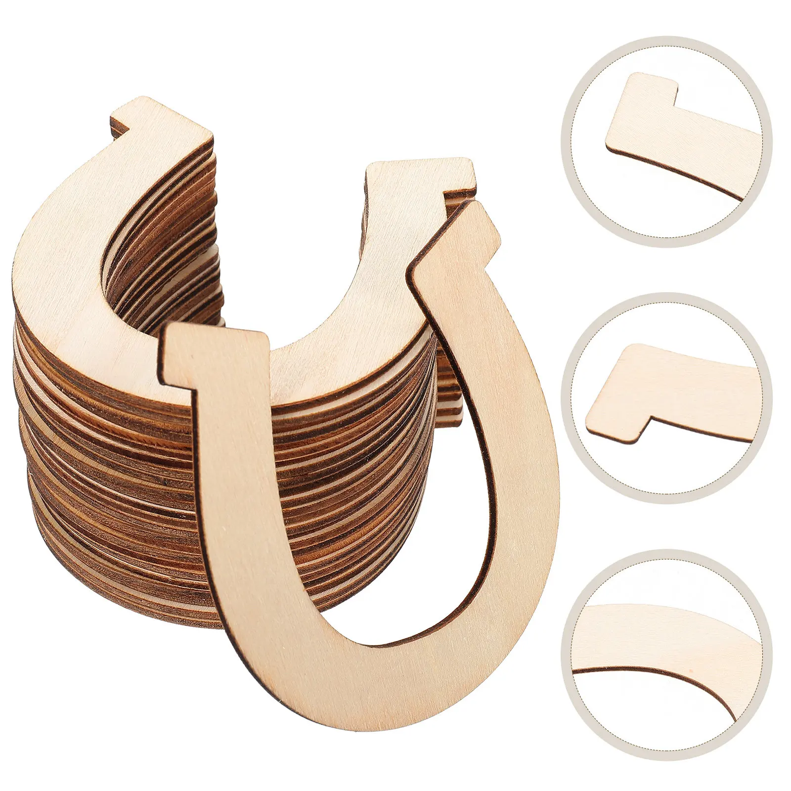 

48Pcs DIY Wooden Horseshoe Cutouts Unpainted Wood Slices Lightweight for Painting Handcrafted Hanging Decor Crafting Art