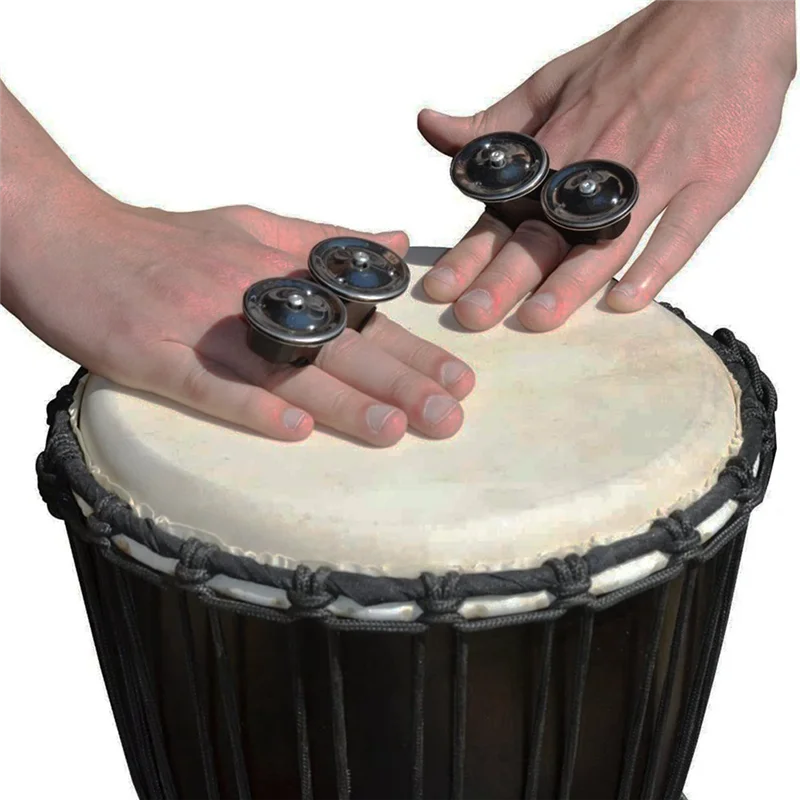Chocalho de mão de pandeiro com sino de dedo ABLK adequado para tambor cajon tambor africano e outros instrumentos de percussão