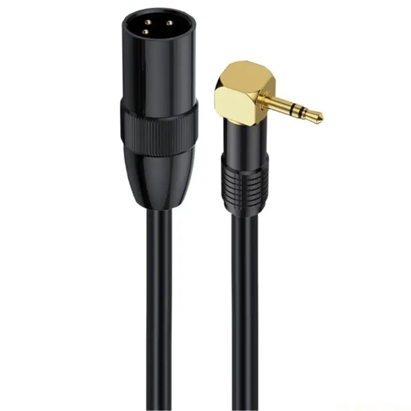 E56B 90 Degree Right Angled TRS 1/8inch Aux Cord Male to Male 3.5mm Balanced Interconnection Cable for Microphone