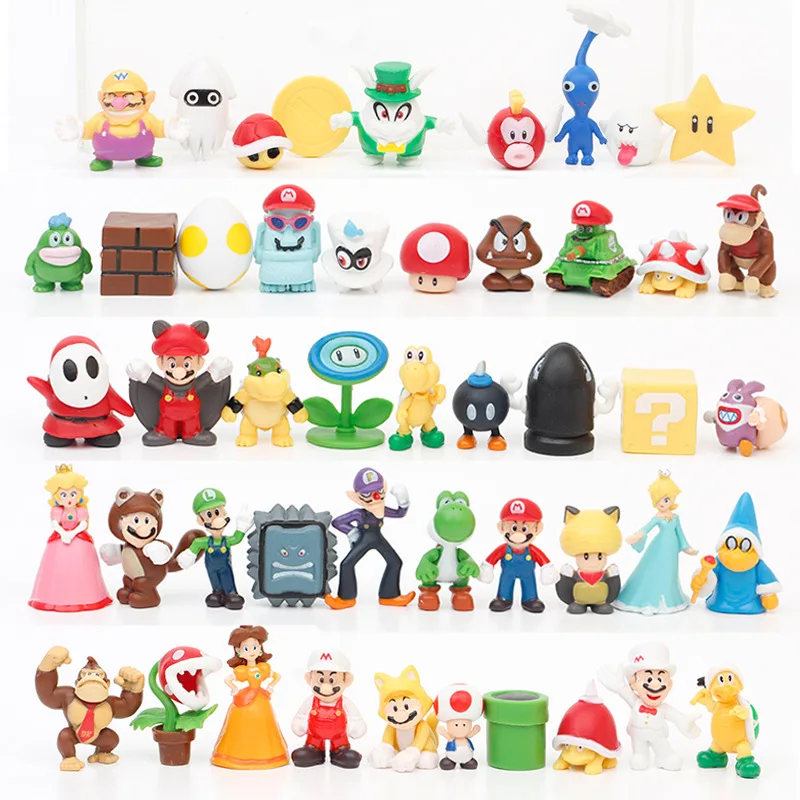 

Набор фигурок Super Mario Bros (12/24/48 шт.) с милым Боузером, аниме-фигурки с сумкой для хранения, игрушки и подарки для детей