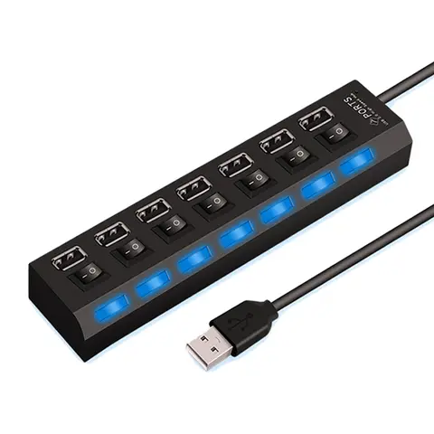 USB 허브 USB 스위치 USB 허브 2.0 어댑터 고속 멀티 7 포트 허브 USB On/Off 컴퓨터 PC 노트북 용 휴대용 USB 분배기