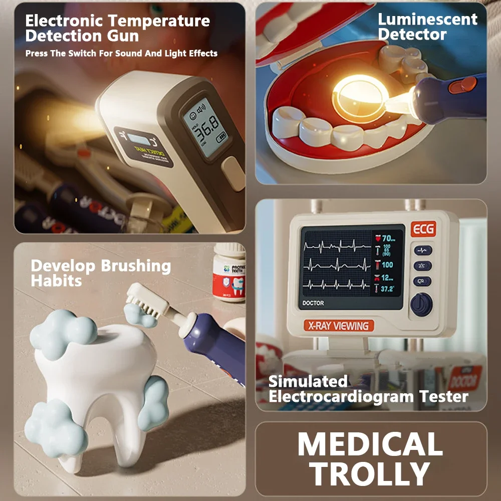 26/30 pçs simulação dentista médico conjunto fingir jogar ferramentas do médico crianças brinquedo ferramenta mesa dental médico playset jogo kit para meninas