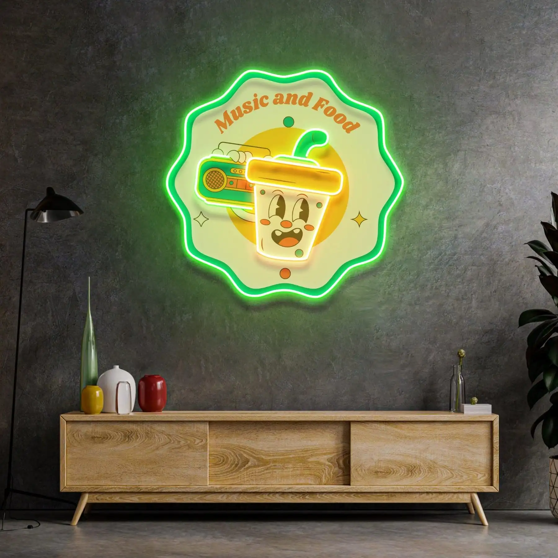 Music Food Led Neon Sign Acrylic Artwork Restaurants Business Shop Wall Decor UV Printed Drink Sign Children  Bedroom Night Sign