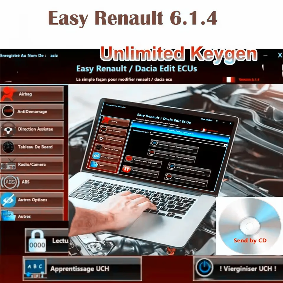 BEST Easy Renaul 6.1.4 Software for Renaul ECU Programmer Clear Crash Airbag Card Keys UCH Cleaner WORK with OBDLink Renolink