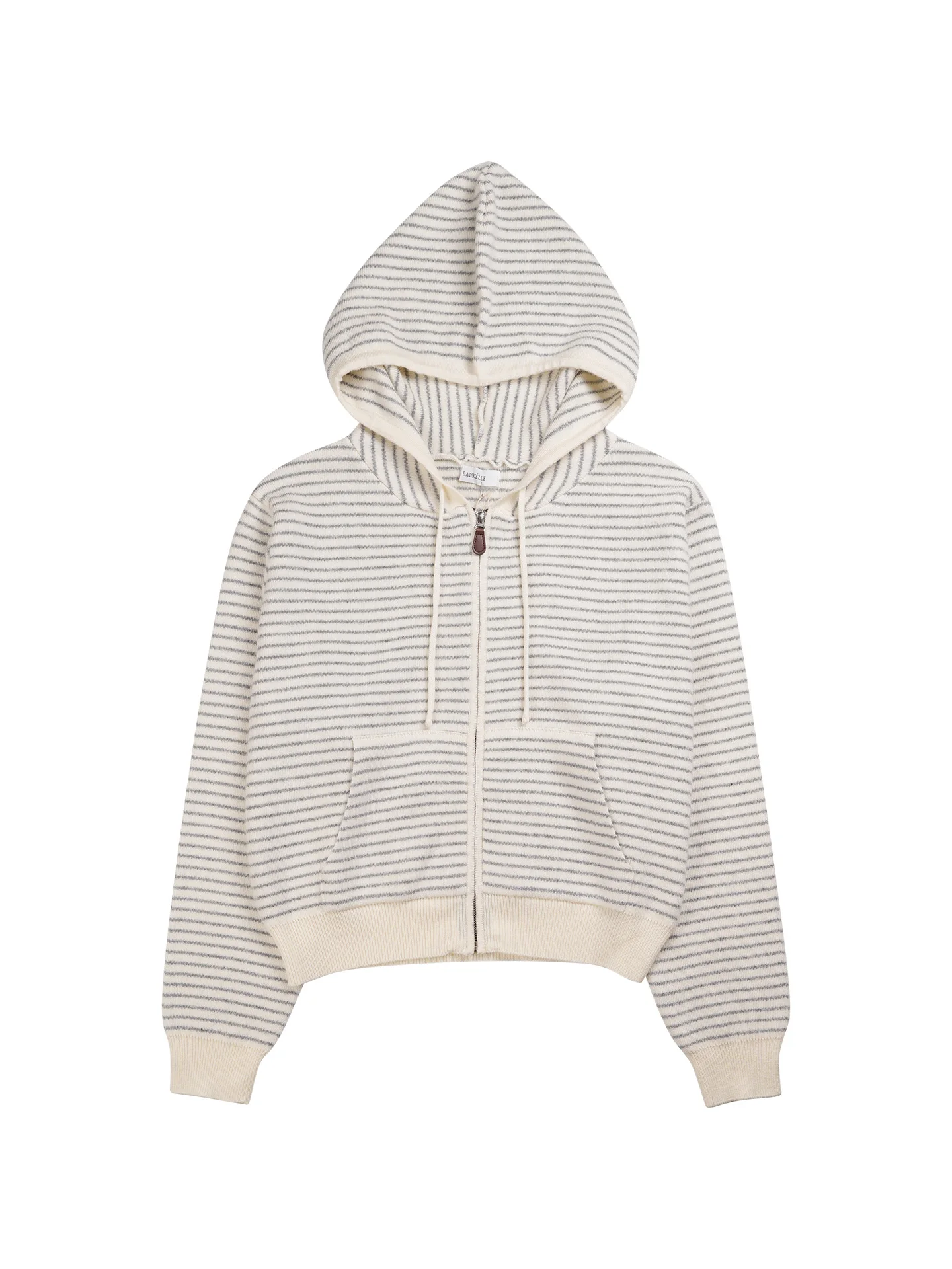 

Loose Women's Knitted Zipper Long Sleeve Hoodie Striped Casual Sweater Soft Wool Blend Comfortable Fit Open Cardigan