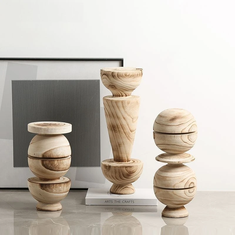 

Retro log wind geometric art cascading wood ornaments sales office hotel entrance desktop new and peculiar handicrafts