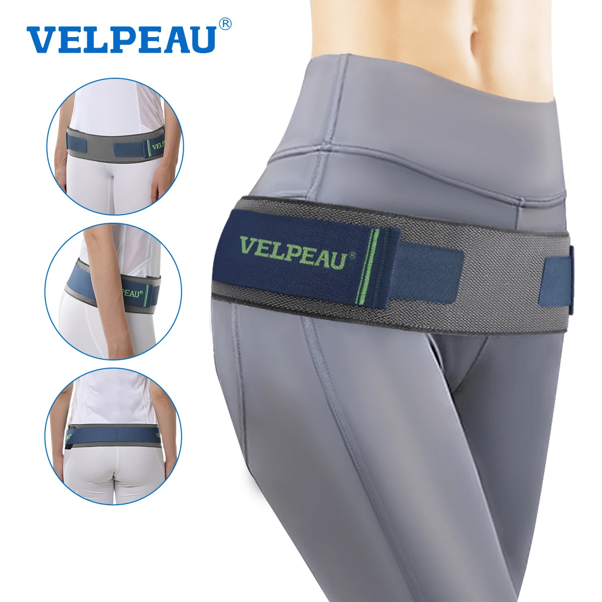 VELPEAU Sacroiliac SI Joint Hip Belt for Sciatica, Lower Back Pain, Postpartum Recovery Pelvic Belt Non-Slip and Wear Resistant