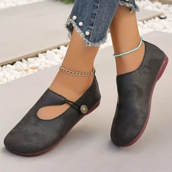 Women Sneakers 2024 New Retro Leisure Leather Shoes for Women Comfortable Slip-proof Breathable Round-headed Sneakers Women