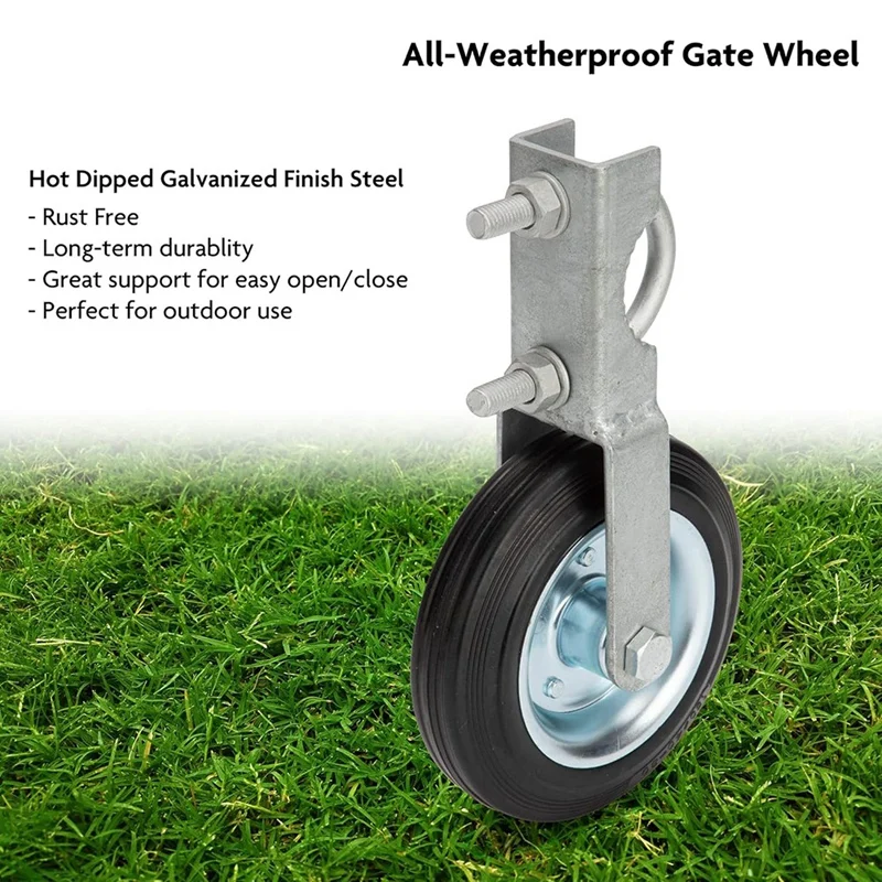 A95I Heavy Duty Gate Wheel Kit for 1-5/8 2 Inch Metal Tube Swing Gate Chain Link Fence Farm Support