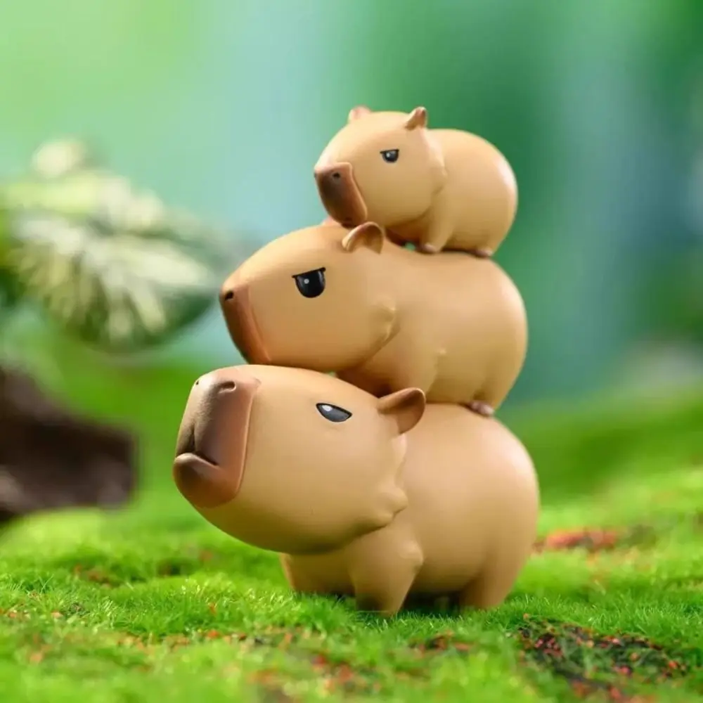 Riding Crocodiles Capybara Figure Toys Take Bath Riding Bird Simulation Capibara Model Stacked Cartoon Capybara Animals Figures