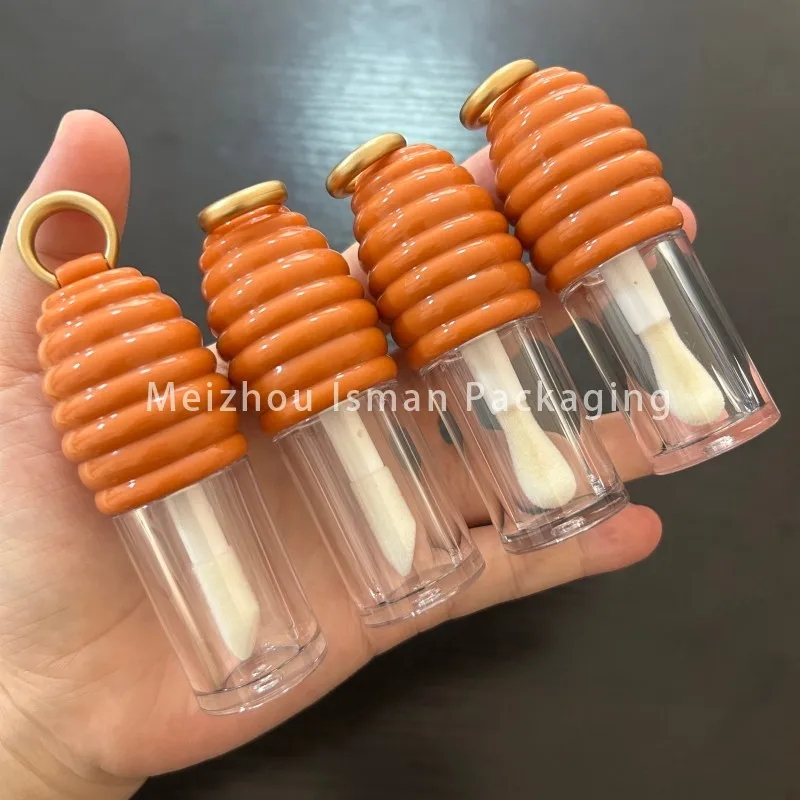 50 szt. Nowe Puste Buteleczki na Balsam do Ust w Kształcie Plastra Miodu z Dużym Aplikatorem Szczoteczki, Pojemniki na Kosmetyki, Opakowania na Olejek do Ust, 6 ml