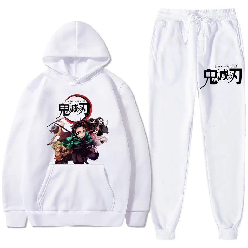 Ladies/Men's Hoodie Ghost Blade Demon Killer Anime Print Sweatshirt Winter Fashion Casual Tops Long Sleeve + Pantsuit Clothing