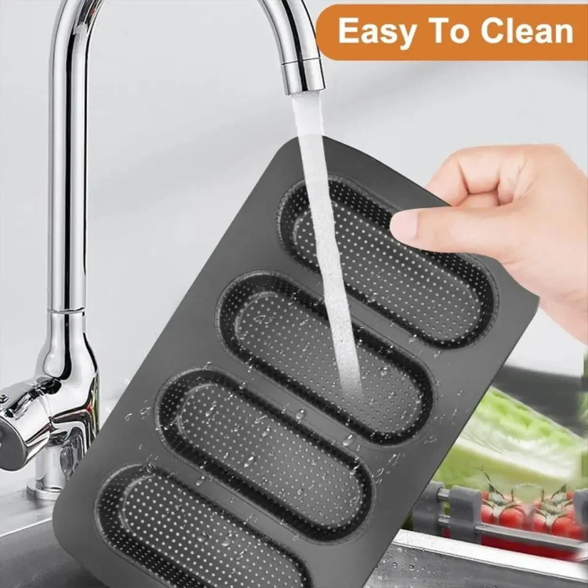 قالب هوت دوج من الفولاذ الكربوني نخب كعكة صغيرة خبز منزلي غير لاصق سهل السقوط صينية خبز ساندويتش #5