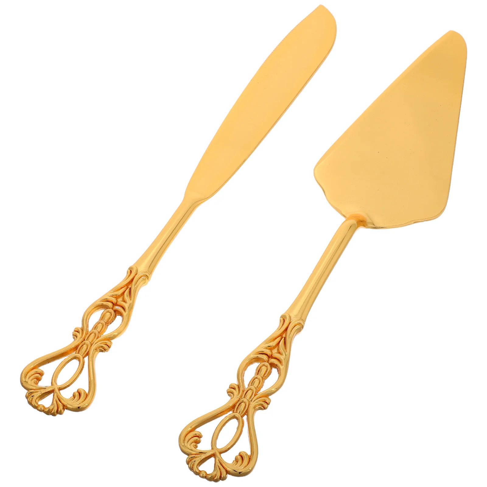 

2Pcs Luxury Cake Server and Knife Set Gold Plated Stainless Steel Baking and Serving Tools for Weddings Special Occasions Pies