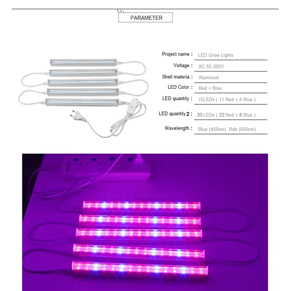 LED Grow Light for Indoor Plant,12 Inch Full Spectrum LED Plant Light, Daisy Chain Plant Grow Light Strips for Plants Veg  Bloom