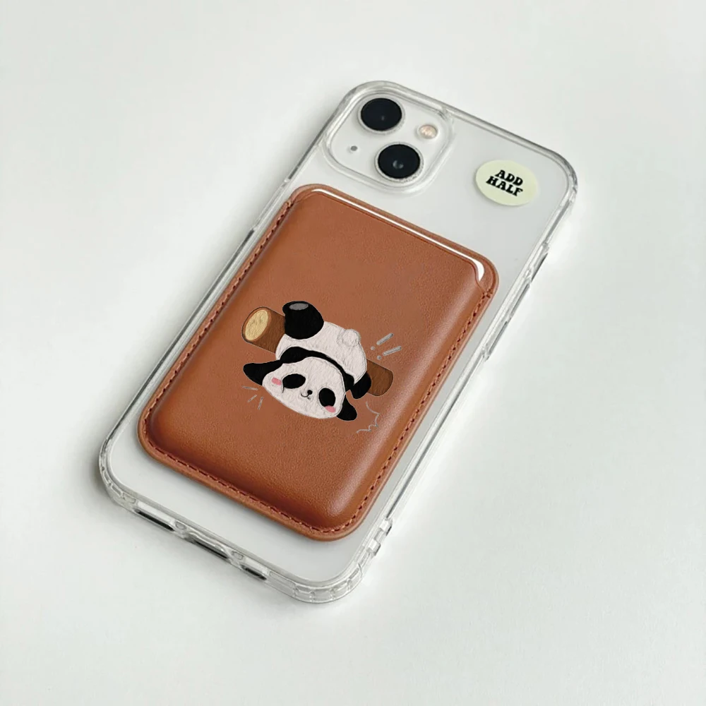 Lustige Panda-Leder-Kartenhülle für Magnetische Hüllen, Geeignet für alle iPhone Magsafe-Karten-Handyhüllen – Detail 2