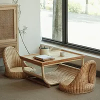 Japanese Style Bay Window Side Table Solid Wood Rattan Woven Low Tables Bedroom Floor Tatami Desk Small Size Apartment Furniture