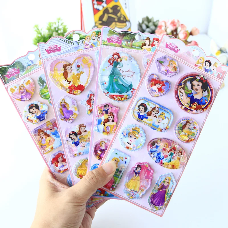 Disney Cartoon Three-Dimensional Water-Filled Stickers Frozen Princess Elsa Children\'s Stickers Cartoon Shaking Water Stickers