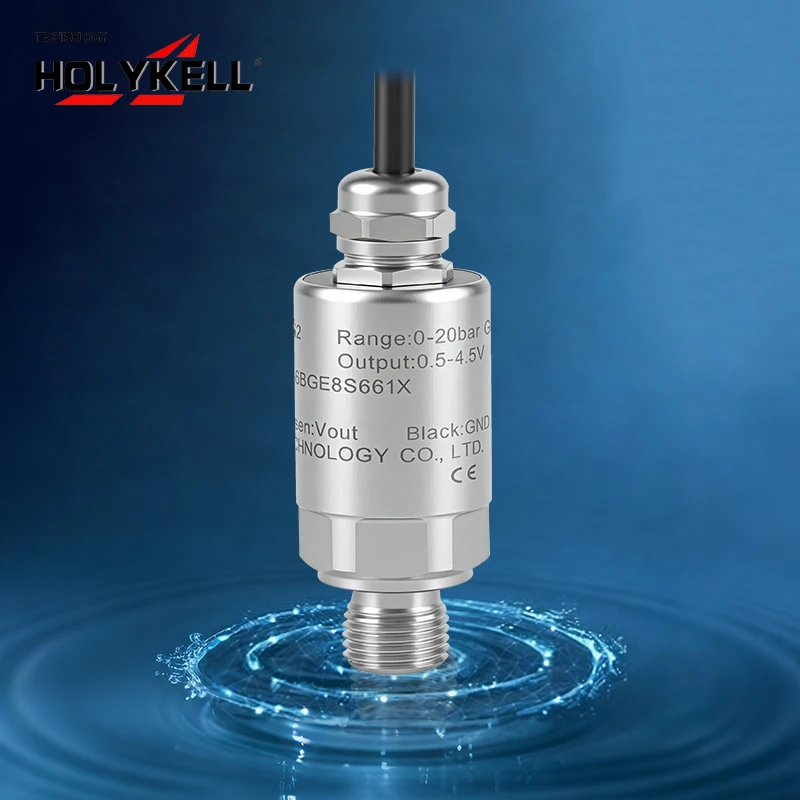 Holykell Stainless Steel Ceramic 4-20ma Hydraulic Water Pressure Transducer 16bar 0-10v