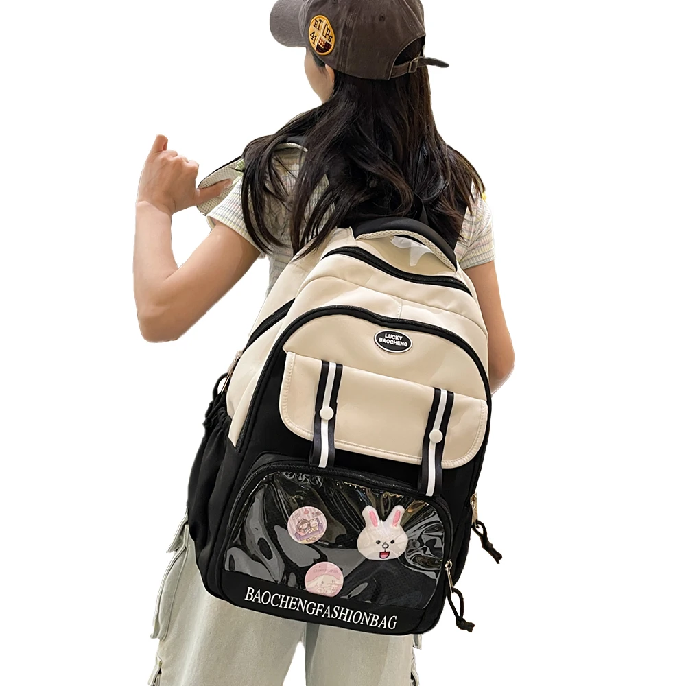 Backpacks for Women Teenage Girls Display School Bag 2024 High-capacity Canvas Bag Simple Transparent Rucksack Bolsas