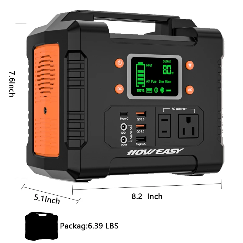 Howeasy Portable 300W Mobile Station, 110V Portable Laptop Battery, 64000Mah Charger Power Supply with Ac Power Supply, Suitable for Outdoor Camping, Home Office, Cpap, Mountain Fire, Hurricane Emergency情况