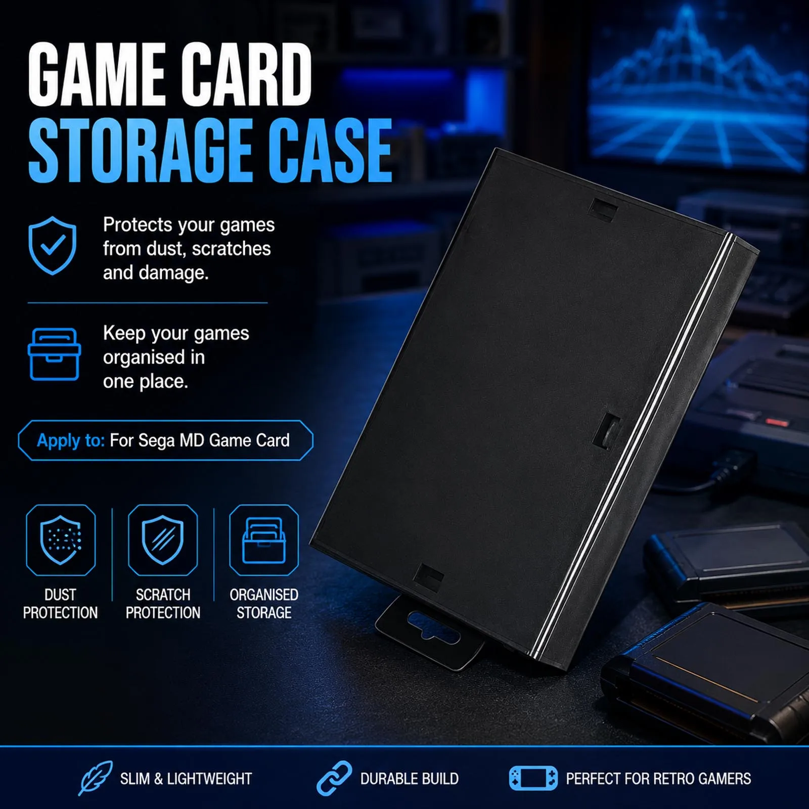 For MD Game Card Cartridge Replacement Case Box Reproduction Retail Box For Sega Genesis Megadrive Consoles Game