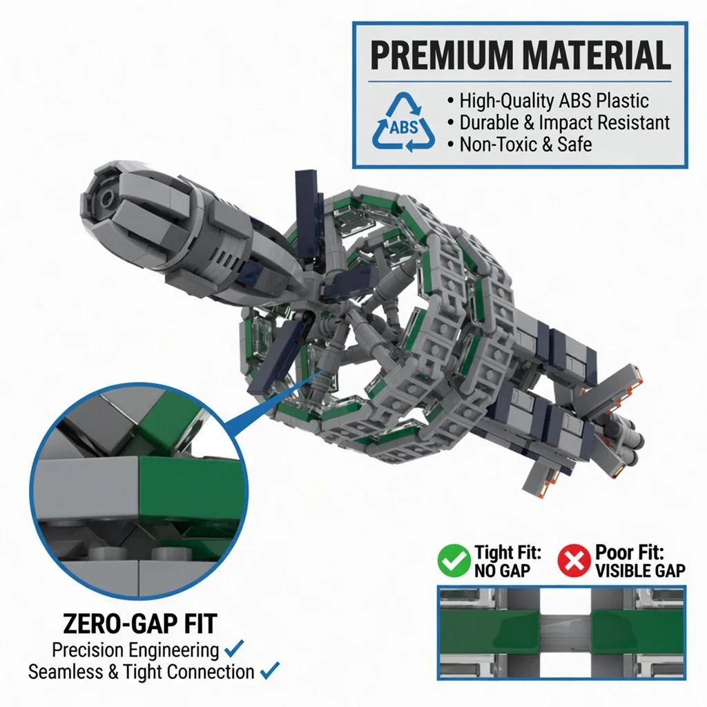 MOC Sci-Fi Orbital Starport Building Blocks Interstellar Space Station Model DIY Spaceship Bricks Desktop Ornament Set