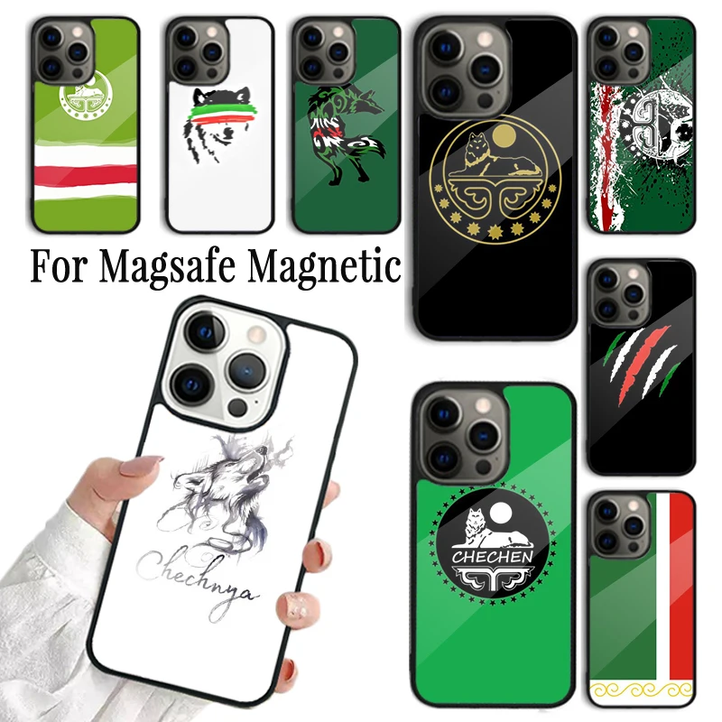 Coque Phone Case For iPhone 16 15 14 13 12 Mini 11 Pro Max Plus Magsafe Magnetic Wireless Charging Cover Chechen Flag Chechnya