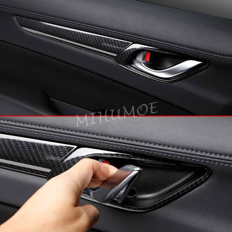 Carbon Fiber Interior Door Handle Surrounds Cover For Mazda CX-5 KF 2017 2018 2019 2020 2021 2022 2023 2024