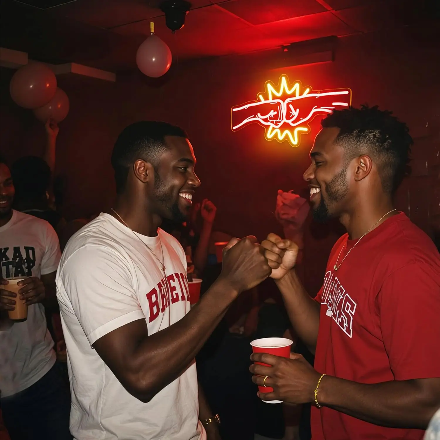 Neon Sign Fist Bump Dap, Lampu Neon untuk Dekorasi Dinding, Lampu Neon Ucapan untuk Kamar Tidur, Klub, Restoran, Toko, Dekorasi Pesta B