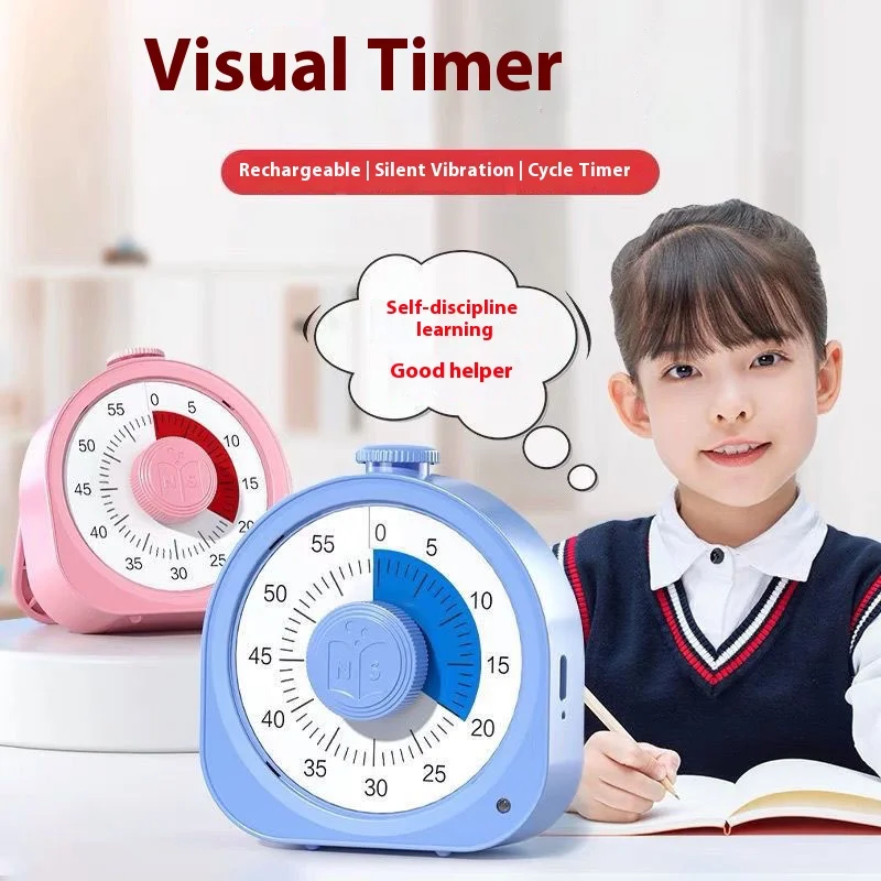 Visual Timer Rechargeable 60 Minutes Countdown Kids Study Clock Silent Timer Children Adult Mechanical Timer Management Tool