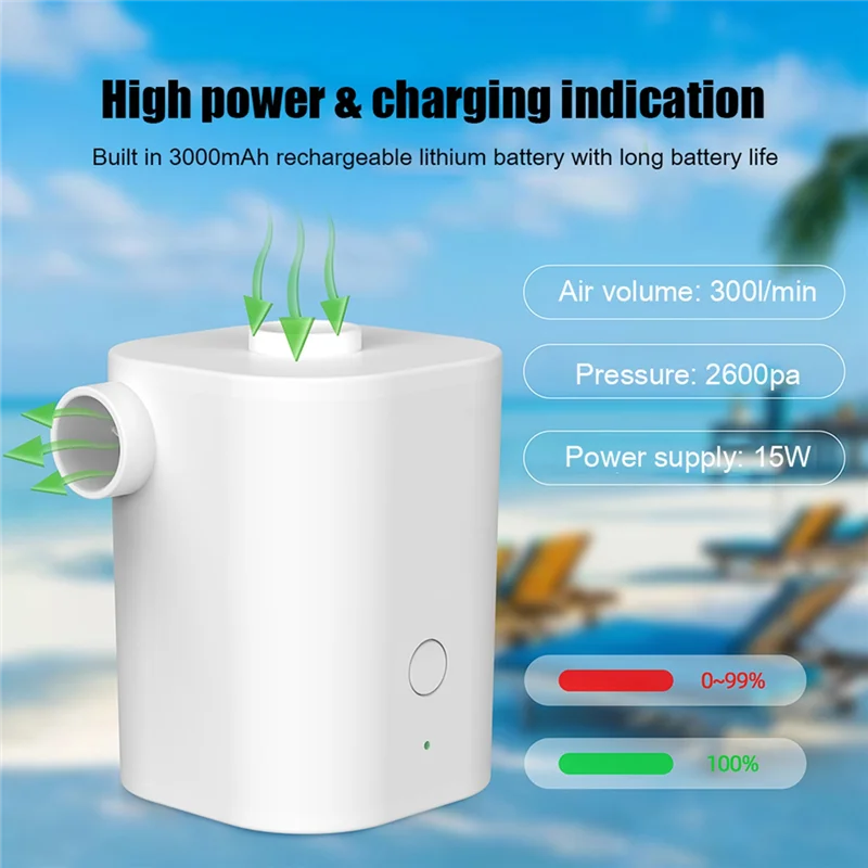 Outdoor Mini Air Pump Camping Portable Electric Inflator USB Charging for Pillow Swimming Ring Inflatable Boat(Black)