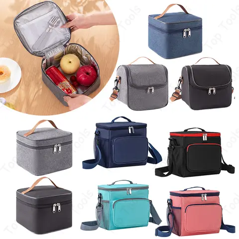 남녀공용 단열 도시락 가방, 여행 휴대용 캠핑 피크닉 음식 운반 핸드백, 차가운 음식 쿨러, 작업 사무실용 보온 가방