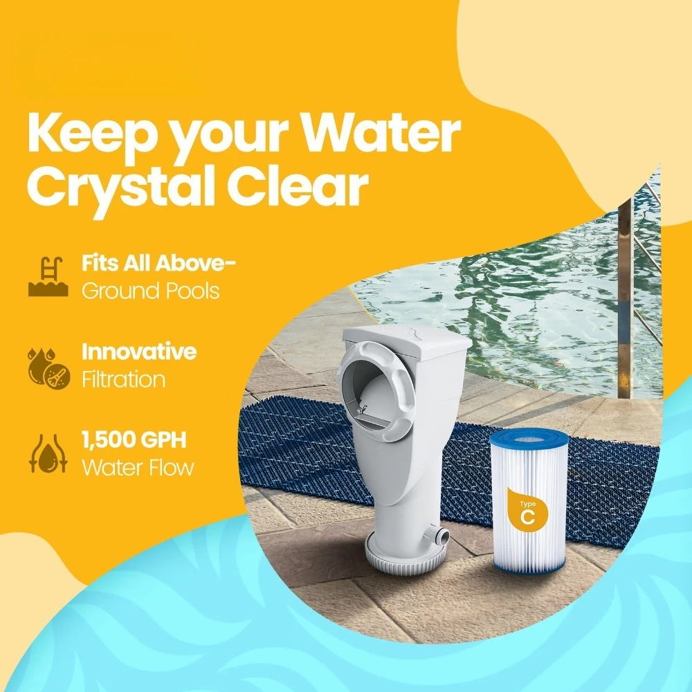 

Садовая мебель: Скиммер для наземного бассейна на 1500 галлонов с системой фильтрации и насоса 2-в-1