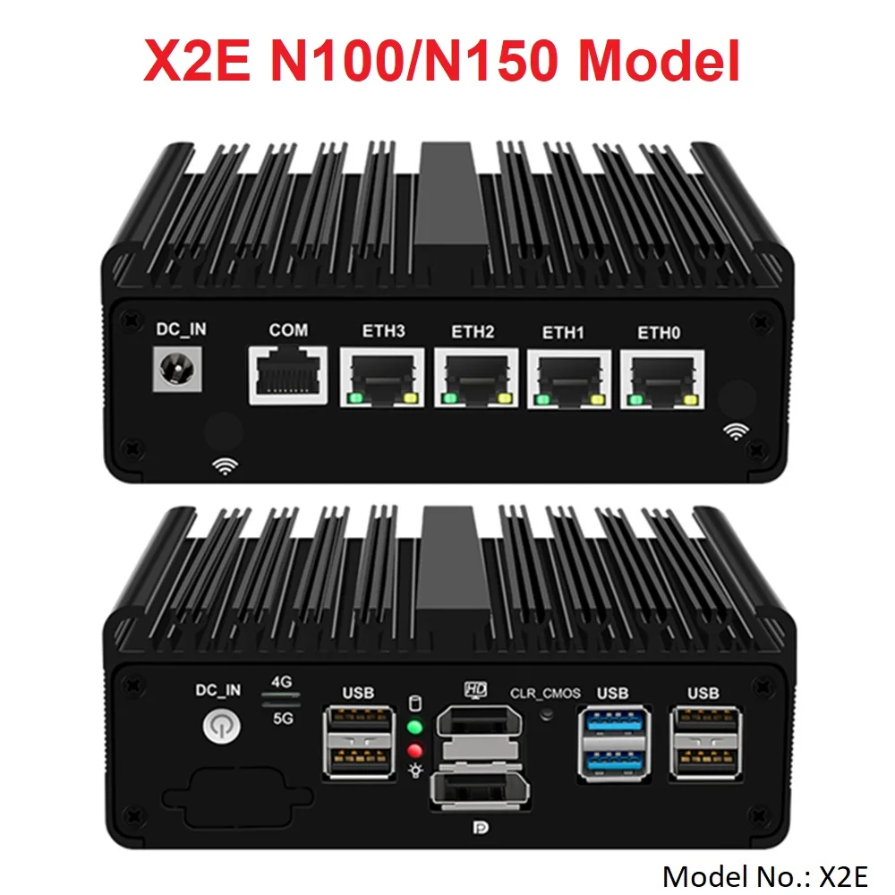 12th Gen N150 Fanless Mini PC N100 4x I226-V 2.5G LAN N5105 N6000 NVMe Barebone كمبيوتر صغير Proxmox PfSense جهاز توجيه جدار الحماية