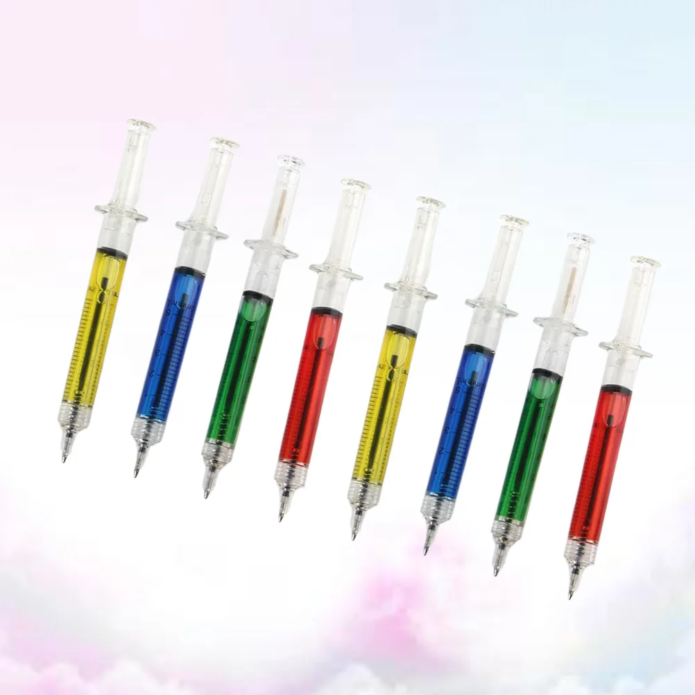 

15 PCS Ballpoint Pen Creative Funny Needle Tube Pens Slim Stylish Kids School Office Home Use Mixed Color Pocket Carry