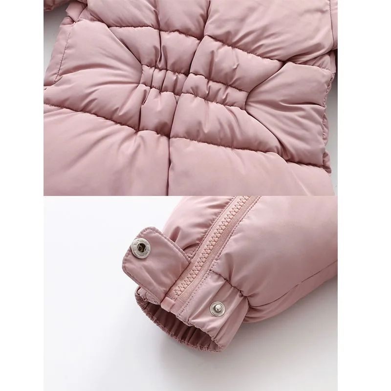 0-18M Baby Rompers 4PCS Set Winter Warm Fleece Lining Jumpsuits+Detachable Hat+Gloves+Foot cover Children Snowsuits Boys Girls