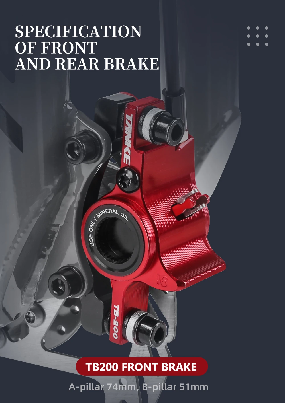 TANKE MTB Hydraulisches Scheibenbremsen-Set 160mm Öldruck CNC-Bremssattel Vorne Hinten A/B-Säule Lenker Fahrrad-Upgrade-Teile – Detail 5