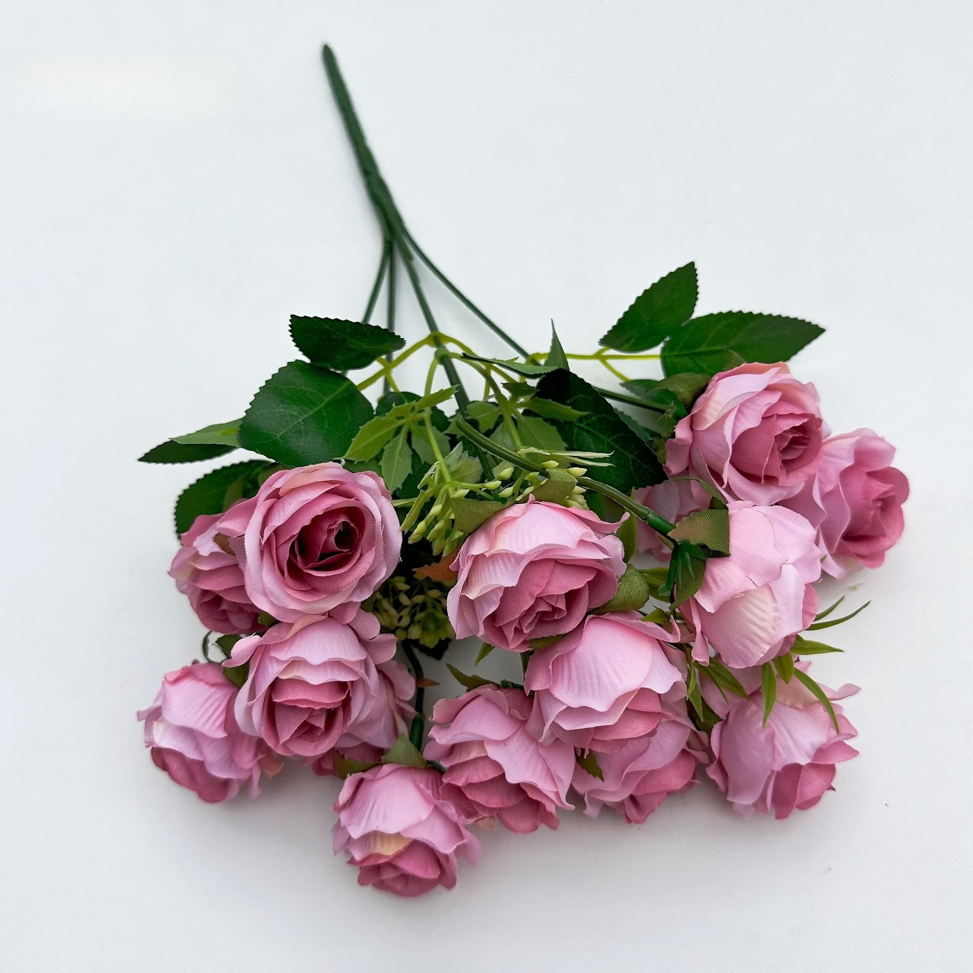 15 Köpfe Künstliche Seidenrosen Brautstrauß für Heim, Hochzeit, Blumenarrangement, Garten, Künstliche Blumen, DIY-Geschenk, Deko – Detail 10
