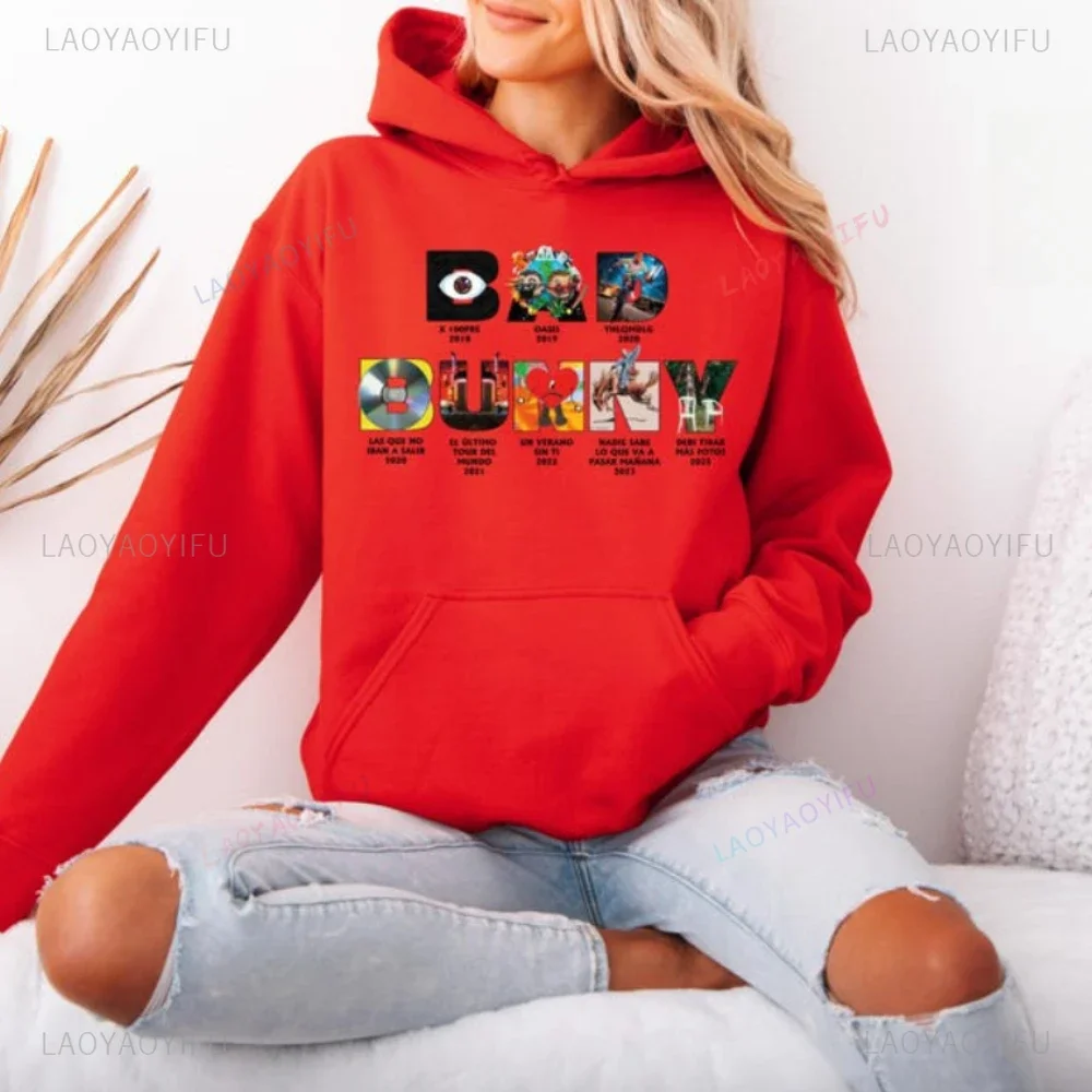 2025 New Album Bad Bunny Debi Tirar Mas Fotos Woman Hoodie Harajuku Music Pullover Tops Man Drop Shoulder Sweatshirt Fans Gift