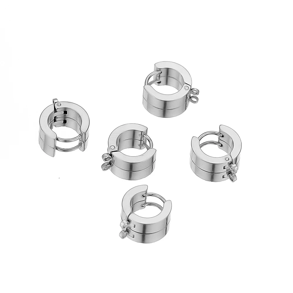 10pcs Stainless Steel Huggie Hoop Earrings Hooks Clips DIY Jewelry Punk Hiphop Making Supplies Accessories Ear Post Components