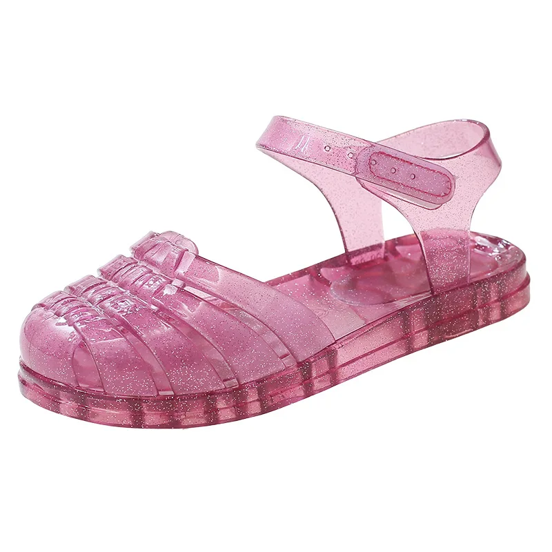 Children Sandals Summer Girls Jelly Shoes Rome Sandals Crystal Princess Baby Soft Bottom Single Shoes Kids Beach Shoes Slippers