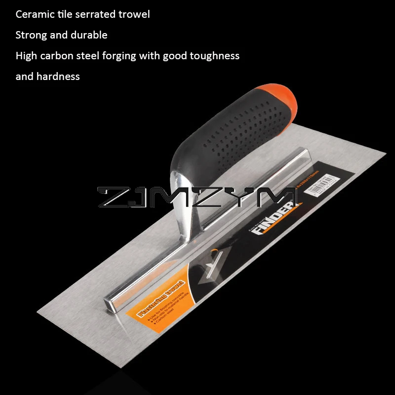 High Carbon Steel Plastering Trowel Concrete Skimming Ceramic Tile Serrated Trowel Construction Bricklaying Tool