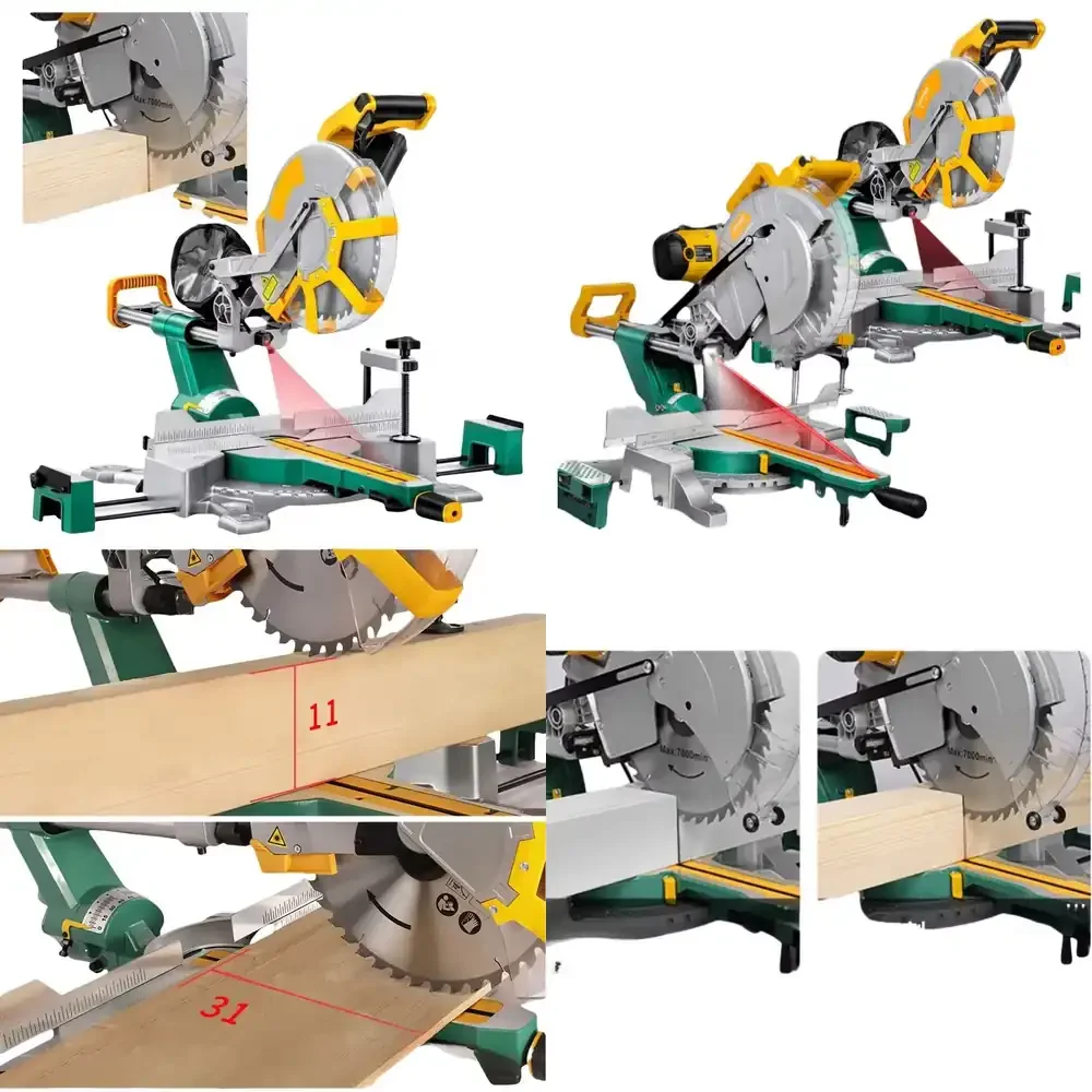 Industrial Induction Motor Sliding Miter Saw New Aluminium Cutting Bench Top Compound Woodworking Machine Panel Saw